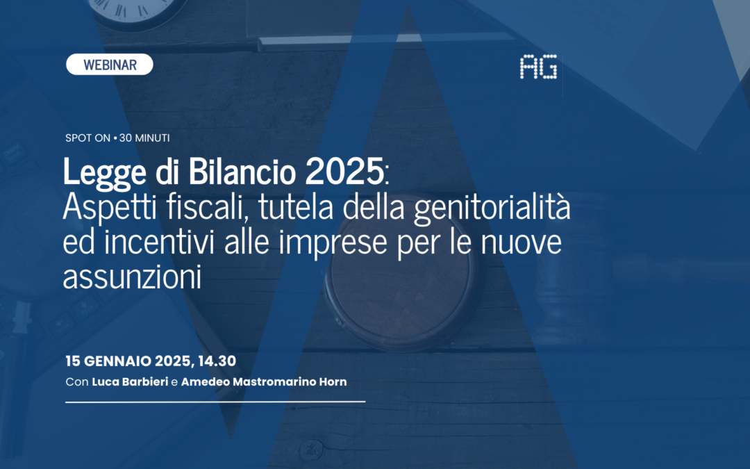 Webinar Spot on – Legge di Bilancio 2025