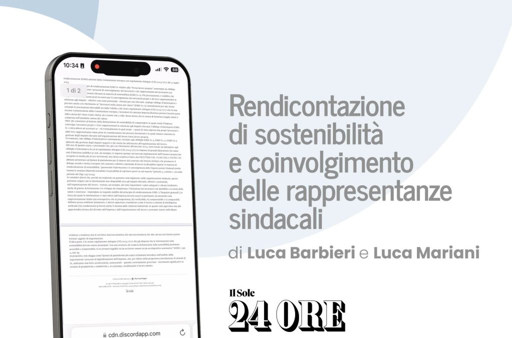 Rendicontazione di sostenibilità e coinvolgimento delle rappresentanze sindacali