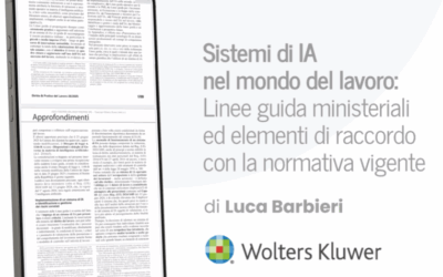 Sistemi di IA nel mondo del lavoro: Linee guida ministeriali ed elementi di raccordo con la normativa vigente