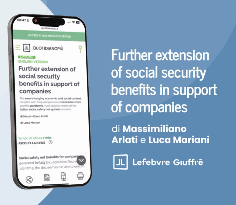 Further extension of social security benefits in support of companies